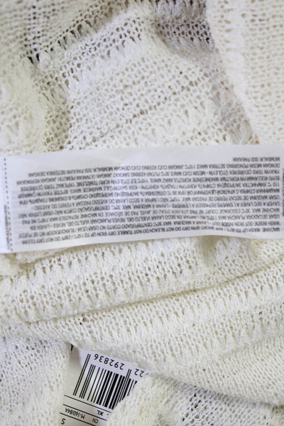 MNG Women Cropped Polo Button-Up White Cotton Collared Sleeveless Size S