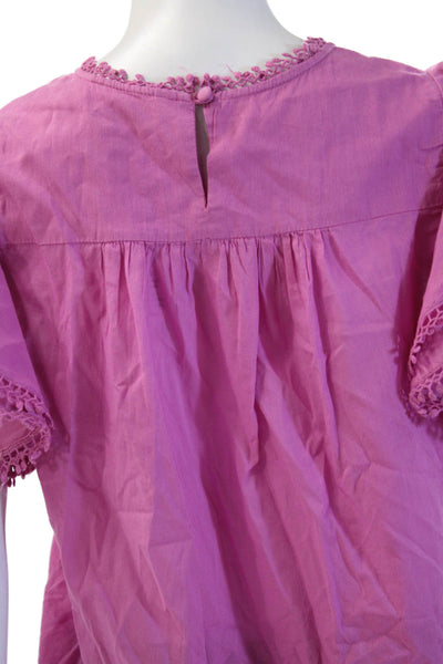 MNG Women Pink Cotton Crew Neck Sleeveless Bohemian Blouse Size 4