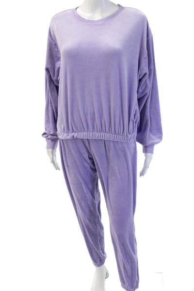 PJ Salvage Womens Velour Scoop Neck Long Sleeve Purple Set Size M