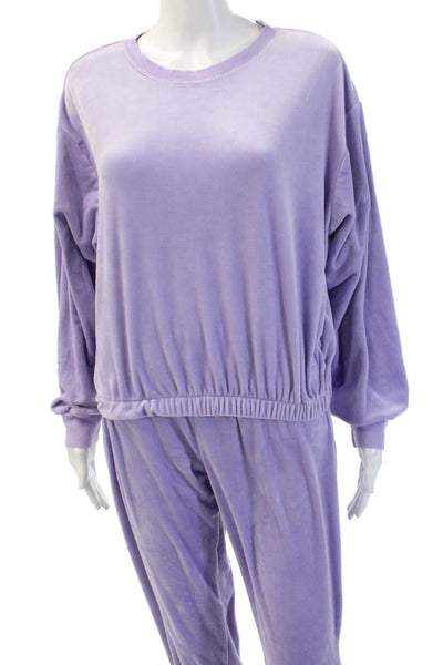 PJ Salvage Womens Velour Scoop Neck Long Sleeve Purple Set Size M