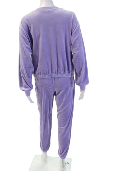 PJ Salvage Womens Velour Scoop Neck Long Sleeve Purple Set Size M