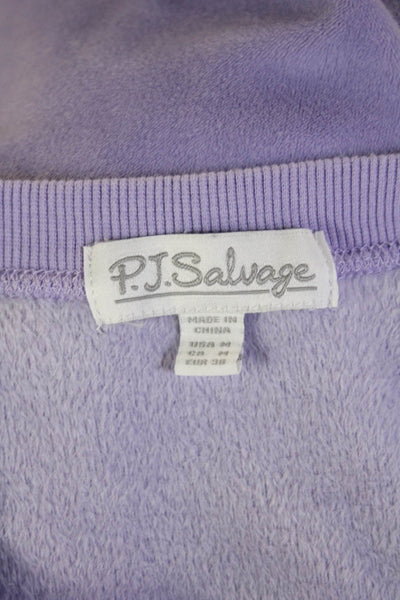 PJ Salvage Womens Velour Scoop Neck Long Sleeve Purple Set Size M