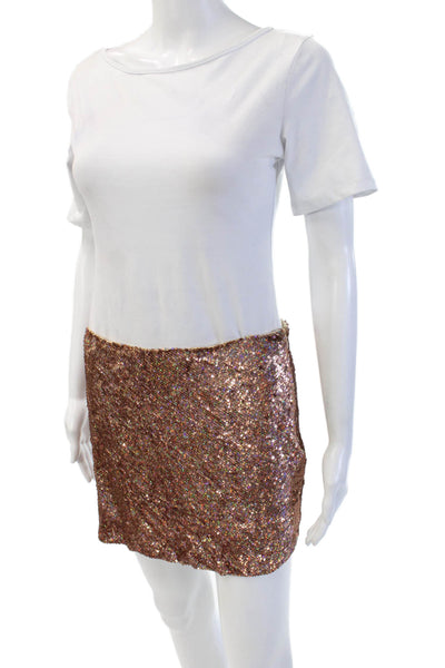 Haute Hippie Women Mini Pencil Silk Skirt Brown Size L