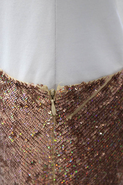 Haute Hippie Women Mini Pencil Silk Skirt Brown Size L