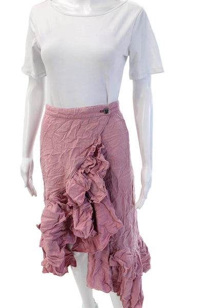 Free People Womens Peasant Wrap Skirt Pink Linen Viscose Long Size XS