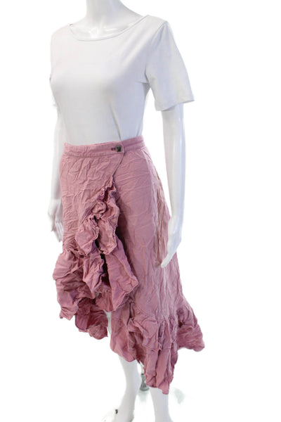 Free People Womens Peasant Wrap Skirt Pink Linen Viscose Long Size XS