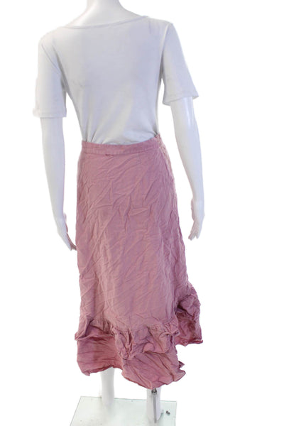 Free People Womens Peasant Wrap Skirt Pink Linen Viscose Long Size XS