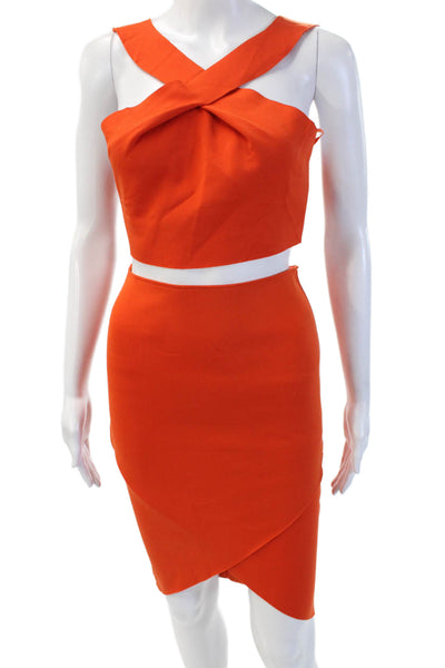 Bec & Bridge Womens Cropped Sleeveless Top Skirt Set Orange Size 2