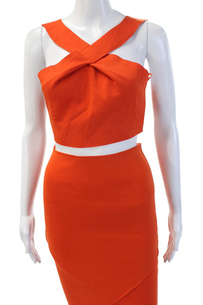 Bec & Bridge Womens Cropped Sleeveless Top Skirt Set Orange Size 2