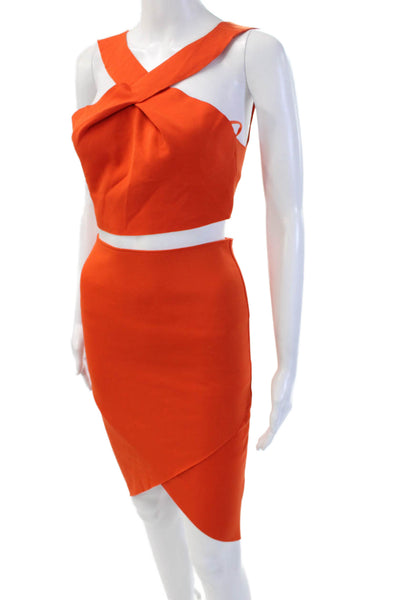 Bec & Bridge Womens Cropped Sleeveless Top Skirt Set Orange Size 2