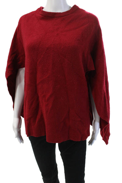 Sandro Women Pullover Wool Crew Neck Red Solid Fall Sweater Size 3