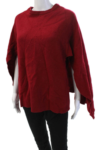 Sandro Women Pullover Wool Crew Neck Red Solid Fall Sweater Size 3