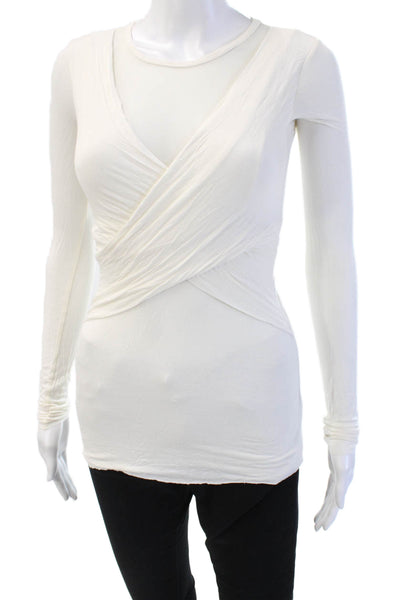 Bailey 44 Women White V-Neck Long Sleeve Top Rayon Spandex Classic Fall Size XS