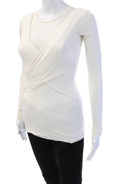 Bailey 44 Women White V-Neck Long Sleeve Top Rayon Spandex Classic Fall Size XS