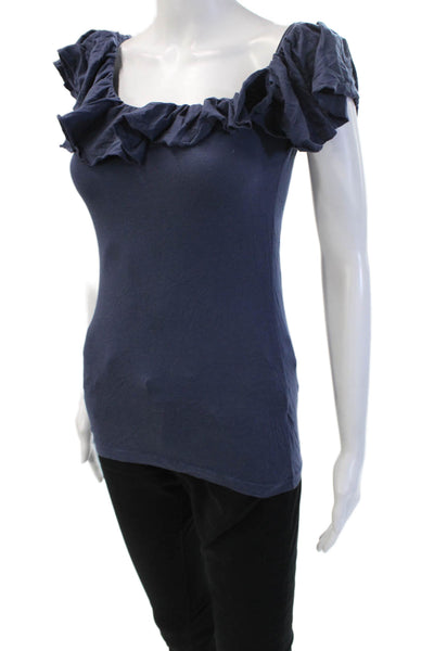 Ralph Lauren Rugby Womens Dark Blue Square Neck Short Sleeve Blouse Size S