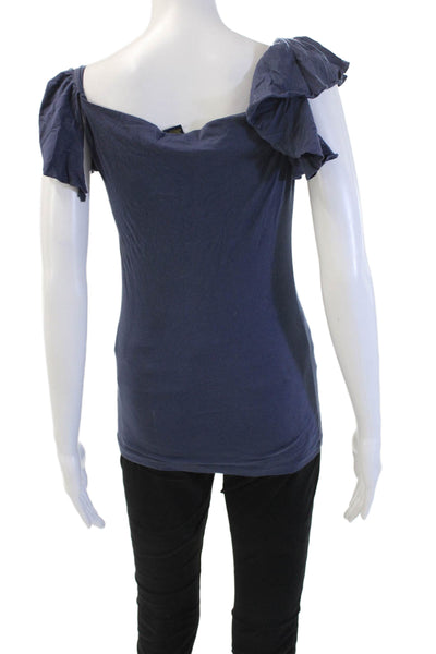 Ralph Lauren Rugby Womens Dark Blue Square Neck Short Sleeve Blouse Size S