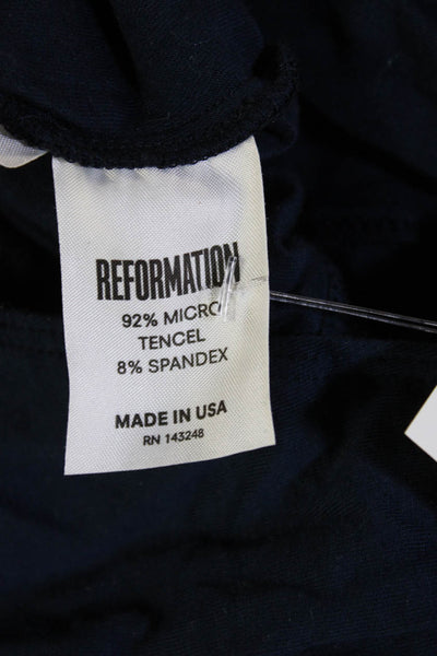 Reformation Womens Tencel V Neck Long Sleeve Bodysuit Blue Size XS