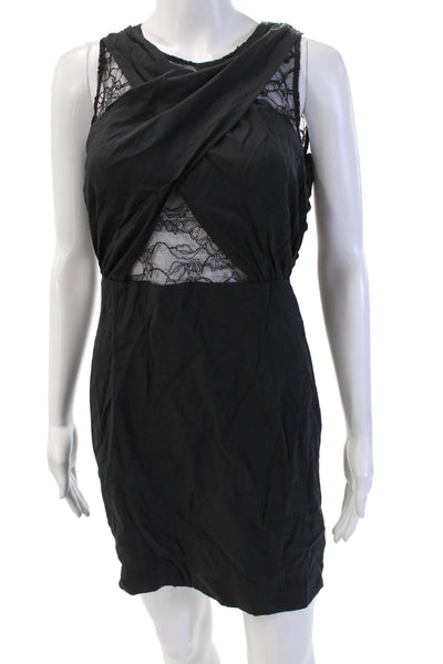Rebecca Minkoff Women Bodycon Mini Dress Black Silk Sleeveless Size 4