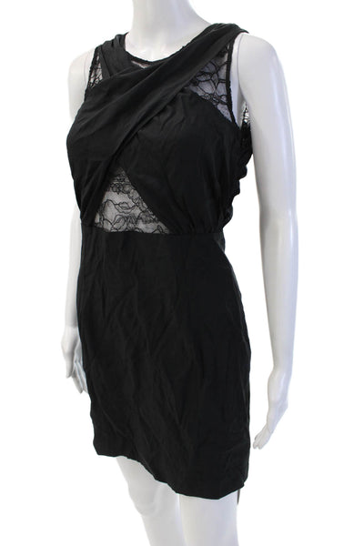 Rebecca Minkoff Women Bodycon Mini Dress Black Silk Sleeveless Size 4