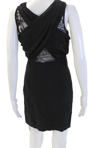 Rebecca Minkoff Women Bodycon Mini Dress Black Silk Sleeveless Size 4