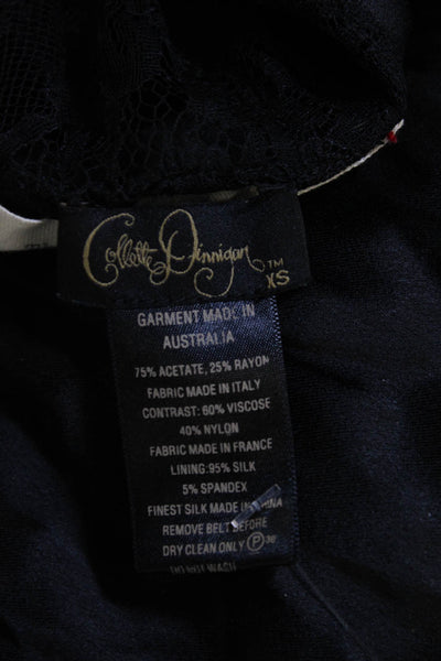 Collette Dinnigan Women Bodycon Sheath Dress Black 3/4 Sleeve Round Neck Size XS