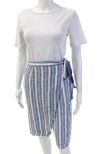 Bec & Bridge Womens Wrap Striped Knee Length Skirt Blue Size 2