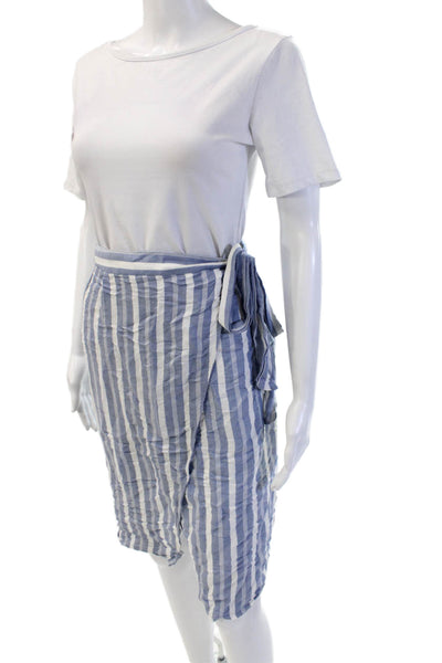 Bec & Bridge Womens Wrap Striped Knee Length Skirt Blue Size 2