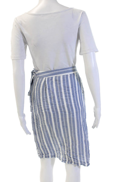 Bec & Bridge Womens Wrap Striped Knee Length Skirt Blue Size 2