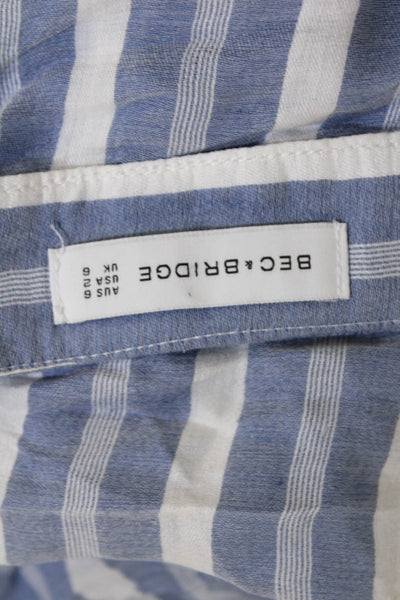 Bec & Bridge Womens Wrap Striped Knee Length Skirt Blue Size 2