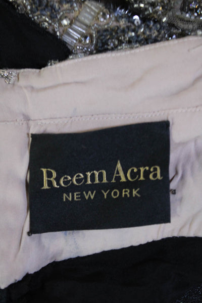 Reem Acra Women Beige Silk Sleeveless Sheath Dress Knee Length Size 6