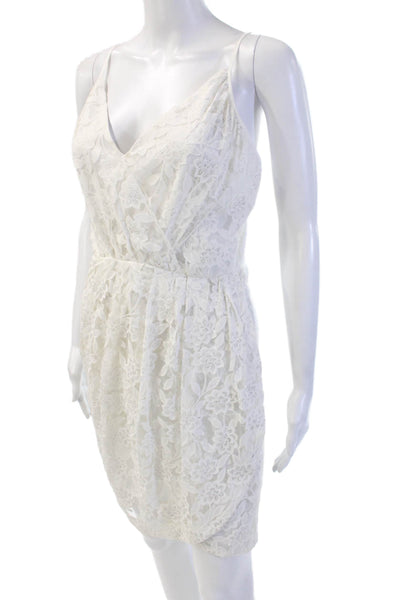 Yumi Kim Women Slip Sheath Dress White Floral V-Neck Sleeveless Size S