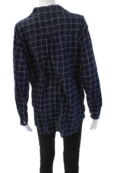 Birds of Paradis by Trovata Women Blue Plaid Button-Up Long Sleeve Size M