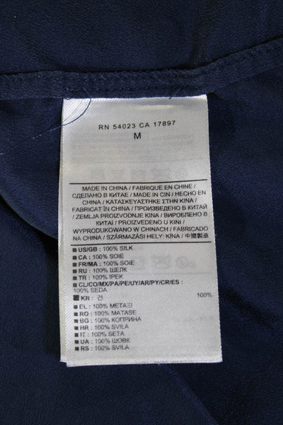 Banana Republic Womens Tunic Blouse Dark Blue Silk Long Sleeve Crew Neck Size M