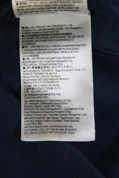 Banana Republic Womens Tunic Blouse Dark Blue Silk Long Sleeve Crew Neck Size M
