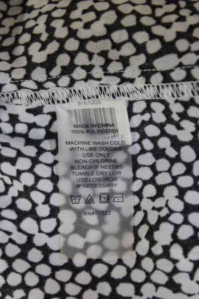 Vince Camuto Women Black Polka Dot V-Neck Tunic Blouse Long Sleeve Size M