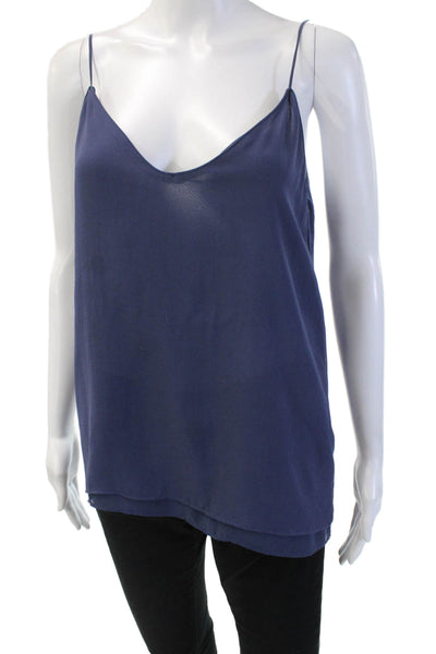 Zara Basic Women Dark Blue V-Neck Spaghetti Strap Camisole Polyester Size S