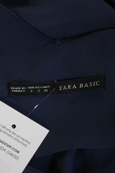 Zara Basic Women Dark Blue V-Neck Spaghetti Strap Camisole Polyester Size S