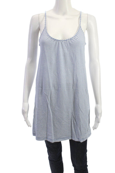 J Crew Women Striped Cotton Slip Dress Sleeveless Round Neck Blue Size S