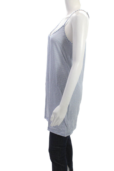 J Crew Women Striped Cotton Slip Dress Sleeveless Round Neck Blue Size S