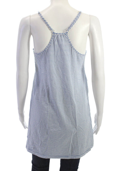 J Crew Women Striped Cotton Slip Dress Sleeveless Round Neck Blue Size S