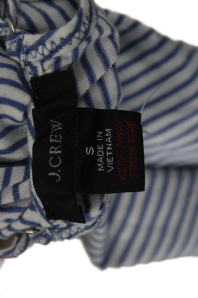 J Crew Women Striped Cotton Slip Dress Sleeveless Round Neck Blue Size S