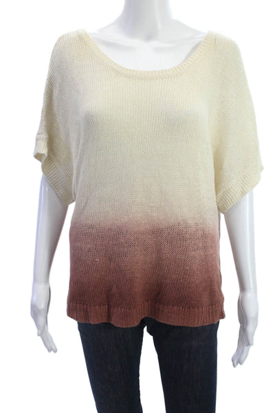Soft Joie Women Gray Striped Rayon Round Neck Short Sleeve Sweater Boho Size S
