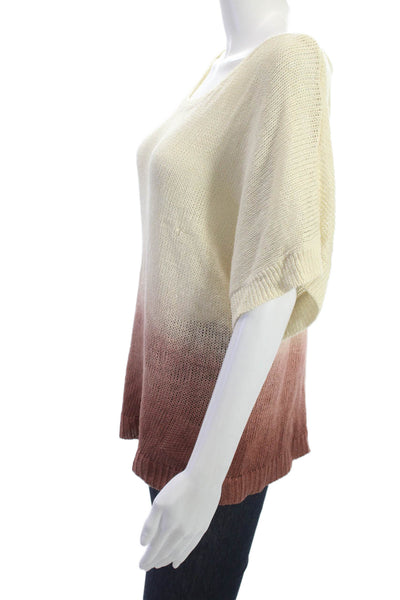 Soft Joie Women Gray Striped Rayon Round Neck Short Sleeve Sweater Boho Size S