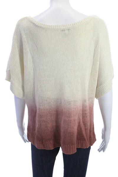 Joie Women Pullover Sweater Beige Linen Boho Round Neck Short Sleeve Size S