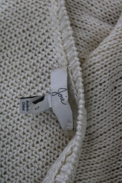 Joie Women Pullover Sweater Beige Linen Boho Round Neck Short Sleeve Size S
