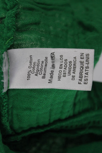 Michael Stars Women Bohemian Sleeveless Button Up Cotton Blouse Green Size M