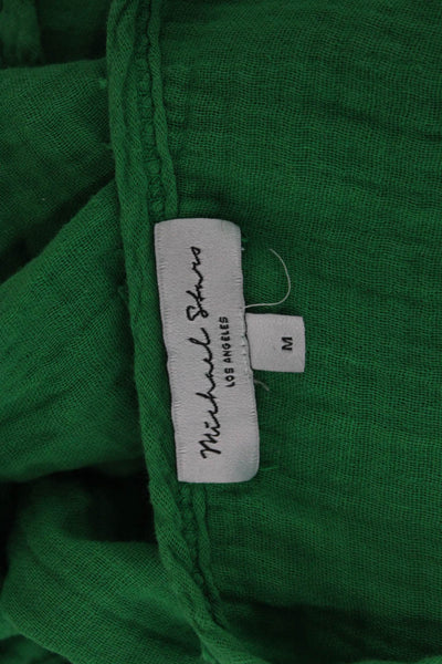 Michael Stars Women Bohemian Sleeveless Button Up Cotton Blouse Green Size M