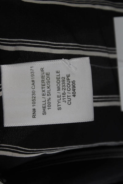 Joie Women Striped Silk V-Neck Sleeveless Tank Black Size M