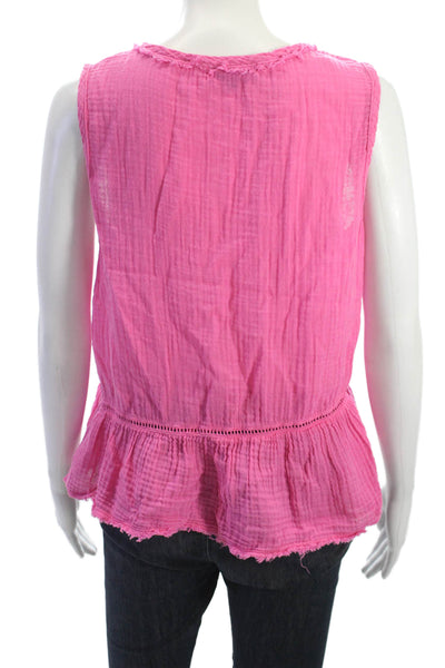 Michael Stars Womens Bohemian Sleeveless Pink Cotton Button Up Blouse Size M