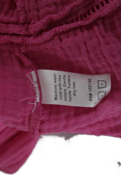 Michael Stars Womens Bohemian Sleeveless Pink Cotton Button Up Blouse Size M